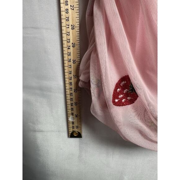 Rue 21 Dress Women S Embroider Strawberry Slinky Mesh Y2K Fairycore Powder Pink - Picture 7 of 8